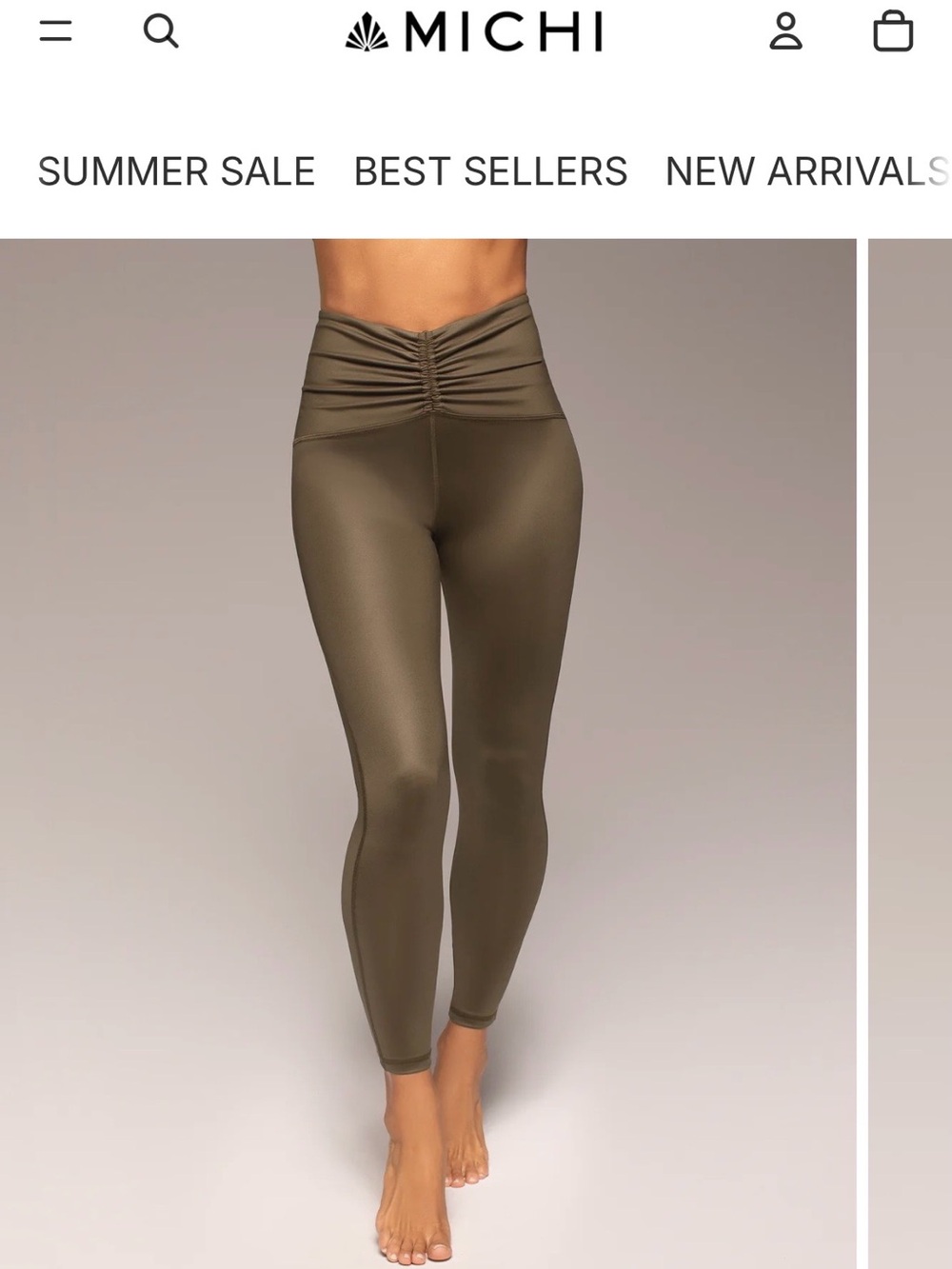 MICHI Olive High-Waist Scrunch Leggings